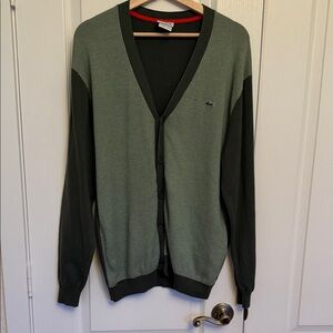 Lacoste Men's Olive and Dark Green Cardigan